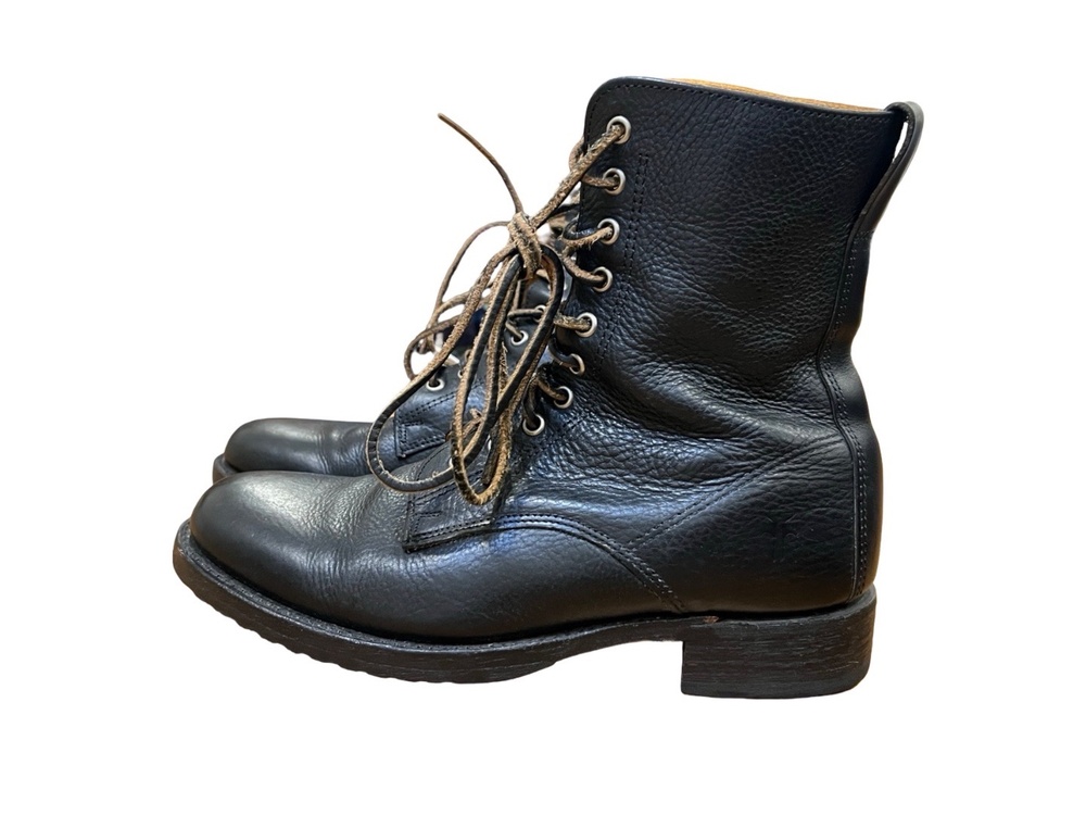 Frye 8758 Black Leather Lace Up Combat Boots Mens 8.5 M Made in USA